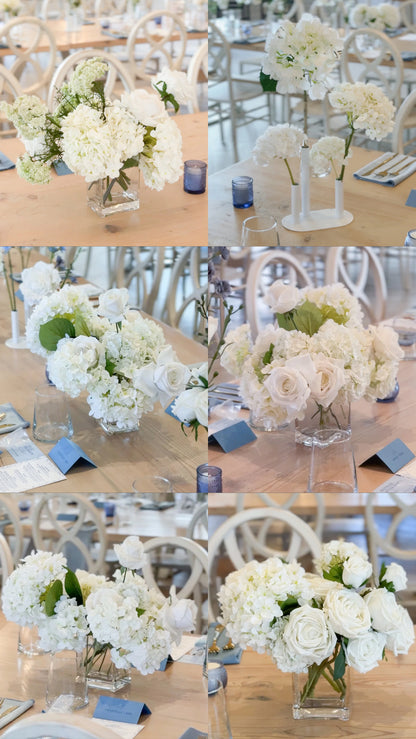 The White Hydrangea Tabletop Centrepiece Package