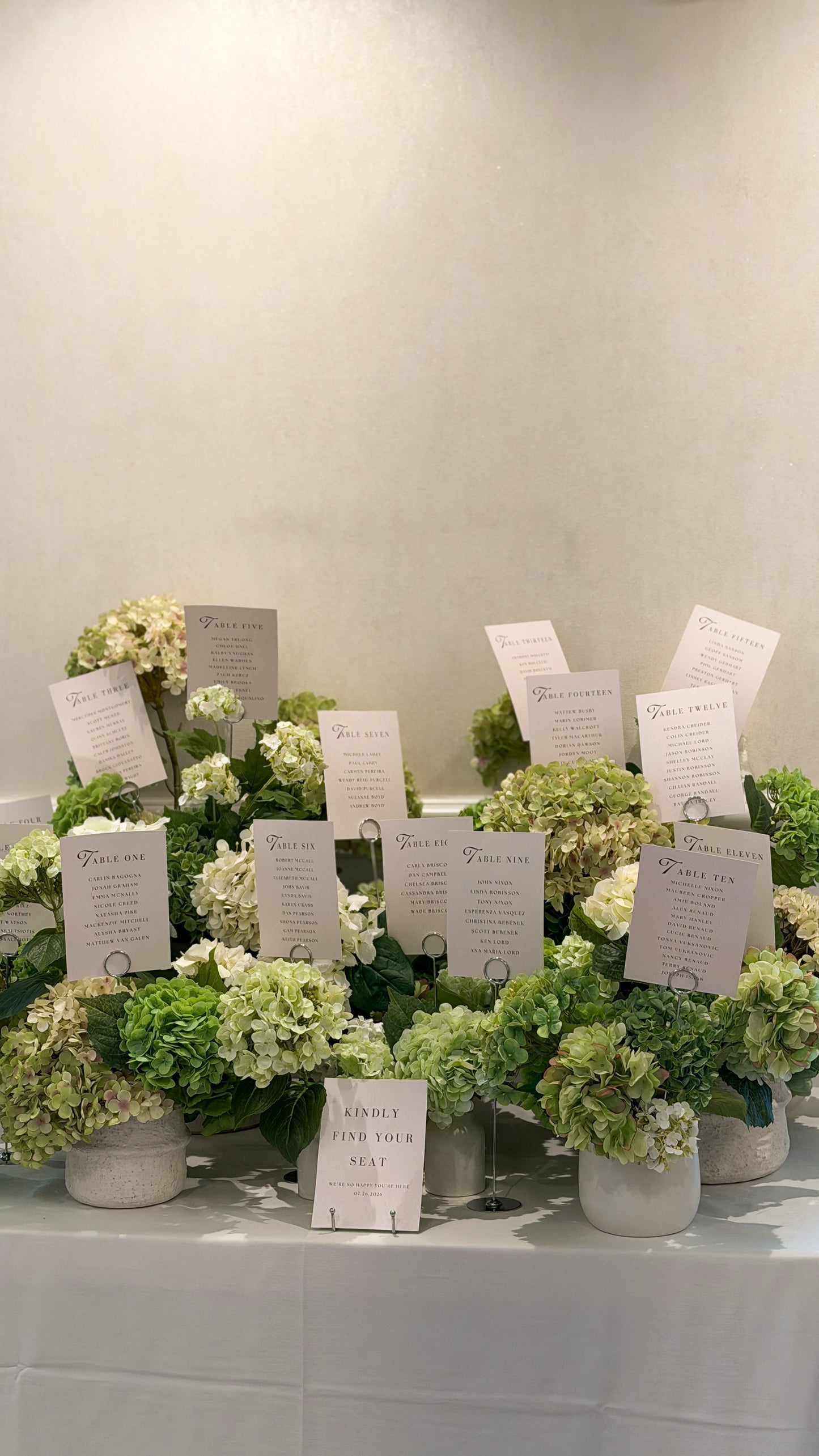 The Hydrangea Seating Chart